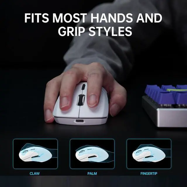 Alt view image 5 of 5 - VT9PRO 4K Wireless Gaming Mouse, PAW 3398 Sensor, 26000 DPI, 4KHz Polling Rate, 0.25ms Response Time, Lightweight, 10 Programmable Buttons, 180h Battery Life, On-Board Memory, PC - White