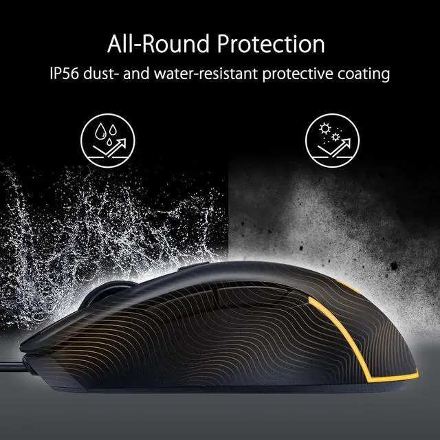 Alt view image 3 of 4 - TUF Gaming M3 Gen II Gaming Mouse, Wired, 59g Lightweight, IP56 dust & Water Resistance, Antibacterial Guard, 8K DPI Optical Sensor, 6 Programmable Buttons, Teflon Mouse feet, Black