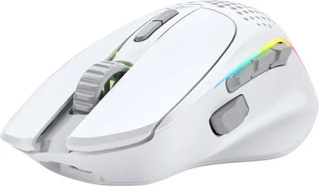 Alt view image 3 of 5 - Gaming Model I 2 Wireless Gaming Mouse - Hybrid 2.4Ghz & Bluetooth, 75g Superlight, 9 Buttons (2 Swappable), RGB, PTFE Feet, MMO/MOBA/FPS, Long Battery Life, Side Thumb Rest - White