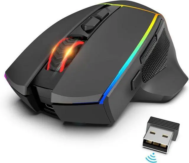 Alt view image 5 of 5 - Wireless Gaming Mouse, Tri-Mode 2.4G/USB-C/Bluetooth Ergonomic Mouse Gaming, 8000 DPI, RGB Backlit Programmable Wireless Mouse, Rechargeable, 250 Hrs for Laptop PC Mac, M814