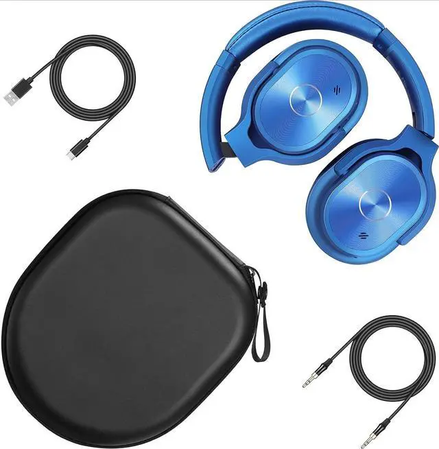 Alt view image 6 of 6 - FOR Noise Cancelling Headphones, 40H Playtime Wireless Bluetooth Headset with Deep Bass Hi-Fi Stereo Sound,Over-Ear Headphone,Comfortable Earpads for Travel/Home/Office (Blue)