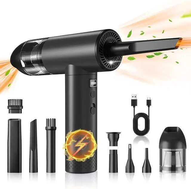 Main image of 2-in-1 Air Duster and Car Vacuum, Portable Cordless Mini Vacuum Cleaner for Keyboard, PC, 7500mAh Fast Charging, Black