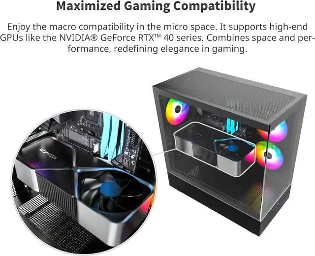 Alt view image 6 of 6 - ATX Mid-Tower PC Gaming Case, 3 x 120mm ARGB PWM Fans Pre-Installed, Full-View Dual Tempered Glass Panel, 360mm Radiator Support, Black