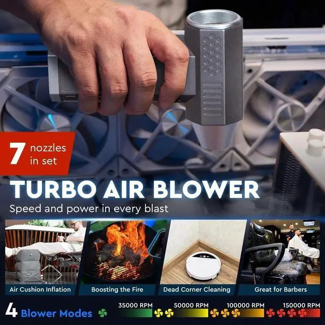 Alt view image 2 of 4 - 2in1 Electric Air Duster&Vacuum Cleaner - 150,000 RPM Compressed Air Duster with 4 Modes, Portable Air Blower & Rechargeable