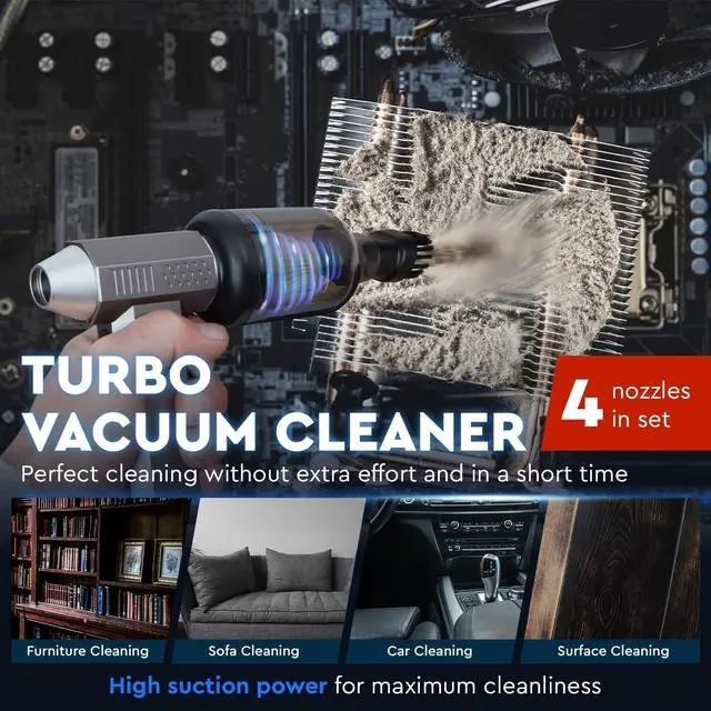 Alt view image 4 of 4 - 2in1 Electric Air Duster&Vacuum Cleaner - 150,000 RPM Compressed Air Duster with 4 Modes, Portable Air Blower & Rechargeable
