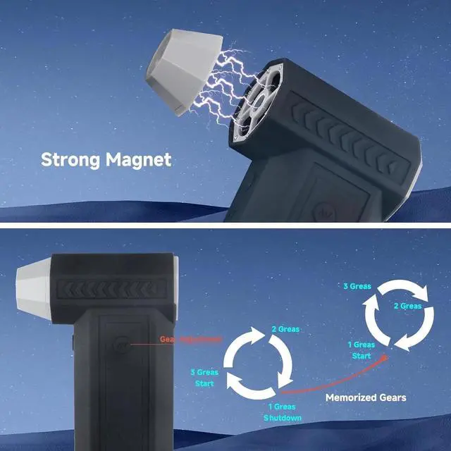 Alt view image 4 of 4 - 150000RPM Super Power Rechargeable Mini Air Blower, Brushless Motor 3-Gear Adjustable Compressed Air Duster for PC Keyboard