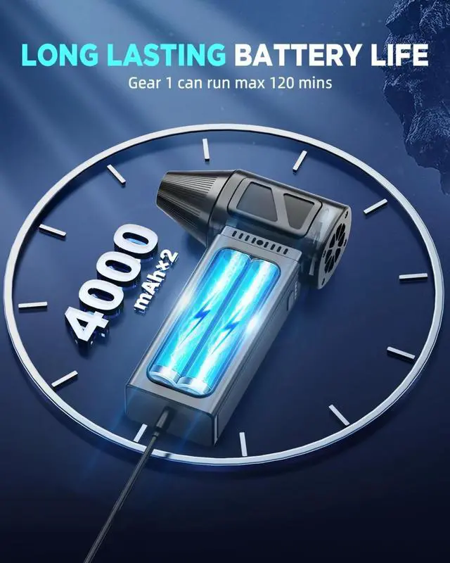 Alt view image 5 of 6 - Compressed Air Duster, 360000RPM Powerful Electric Air Duster with Brushless Motor, Mini Jet Dry Blower for PC, Keyboard,Outdoors