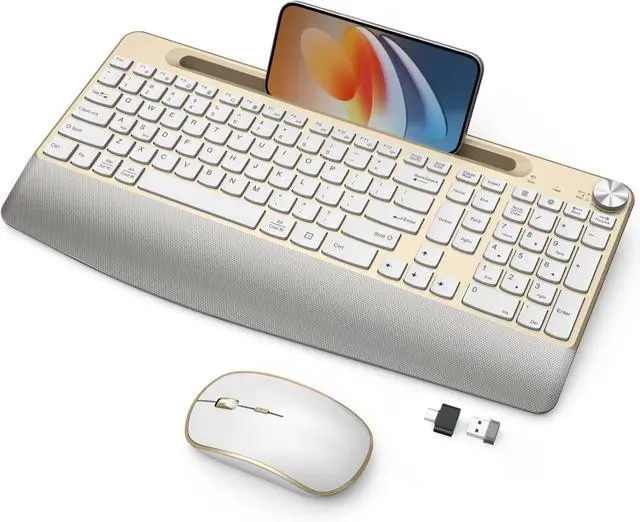 Main image of FOR Wireless Keyboard and Mouse Combo, Full-Sized Keyboard with Wrist Rest Tablet Holder, Volume Roller for Computer PC Laptop