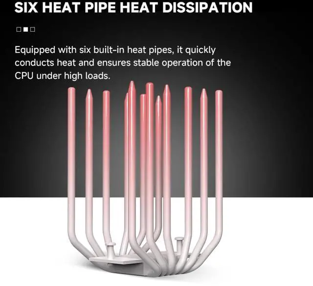 Alt view image 4 of 4 - KF620-DGT White CPU Air CoolerDual ARGB PWM Fans, 6 Heat Pipes, Digital Display Top Cover - High-Performance Cooling