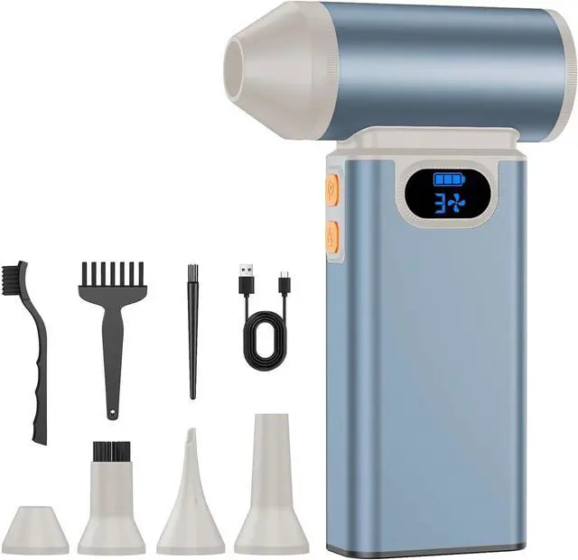 Main image of Metal Electric Compressed Air Duster, 4-Speed Modes-Brushless Motor Mini PC Dust Cleaner with Light