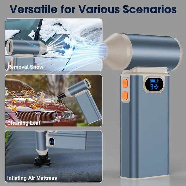 Alt view image 4 of 6 - Metal Electric Compressed Air Duster, 4-Speed Modes-Brushless Motor Mini PC Dust Cleaner with Light