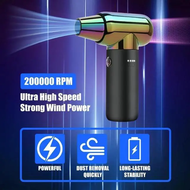 Alt view image 4 of 5 - Compressed Air Duster,110000RPM Electric Air Duster, Mini Blower, Jet Dry Blower for Computer, Keyboard, Car, Home, Outdoor Cleaning, Type-C (Green)