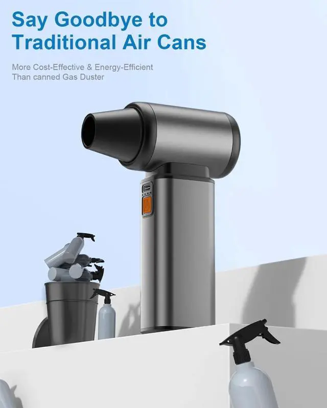 Alt view image 3 of 4 - Compressed Air Duster, Electric Air Duster Rechargeable Brushless Motor Durable Blower Stepless Speed Adjustable Dust Blower
