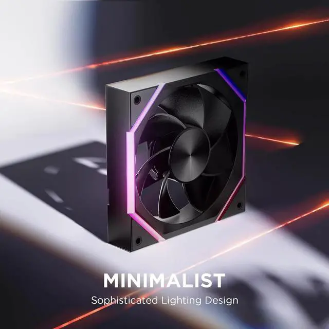 Alt view image 2 of 5 - 120mm Case Fan with Efficient Cooling, 800-1800RPM Speed Control, and Whisper-Quiet Operation Under 29 dB, Unique Design for PC