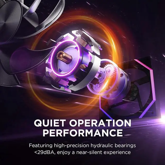 Alt view image 5 of 5 - 120mm Case Fan with Efficient Cooling, 800-1800RPM Speed Control, and Whisper-Quiet Operation Under 29 dB, Unique Design for PC