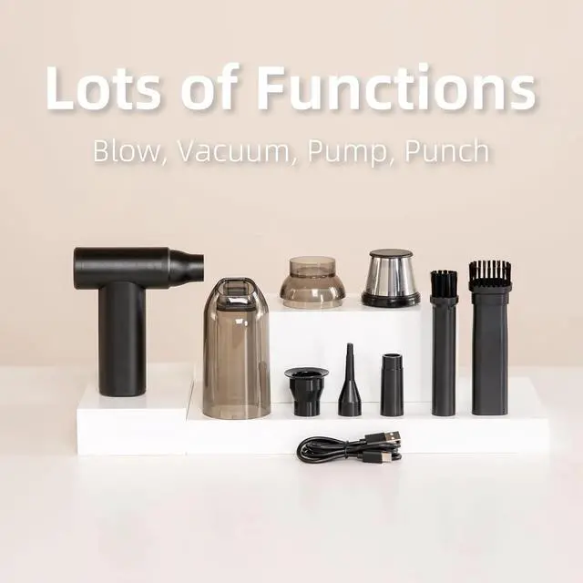 Alt view image 4 of 4 - Mini 4 in 1 Compressed Air Duster & Vacuum, 150000RPM with Strong Suction Rechargeable Cordless