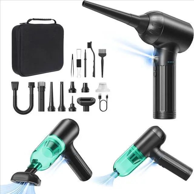 Main image of Compressed Air Duster Electric, 4in1 Air Duster Vacuum/Mini Vacuum/Air Blower & Pump, 3 Gear Brushless Motor with LED Light for PC, Keyboard,
