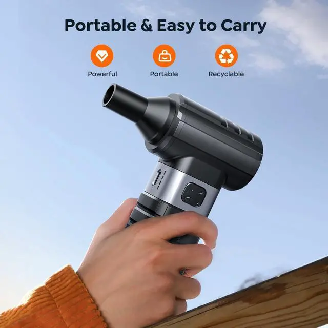 Alt view image 4 of 4 - Compressed Air Duster 4-Gear Adjustable 300000RPM Electric Air Duster Rechargeable Brushless Motor Mini Cordless Air Blower for Keyboard