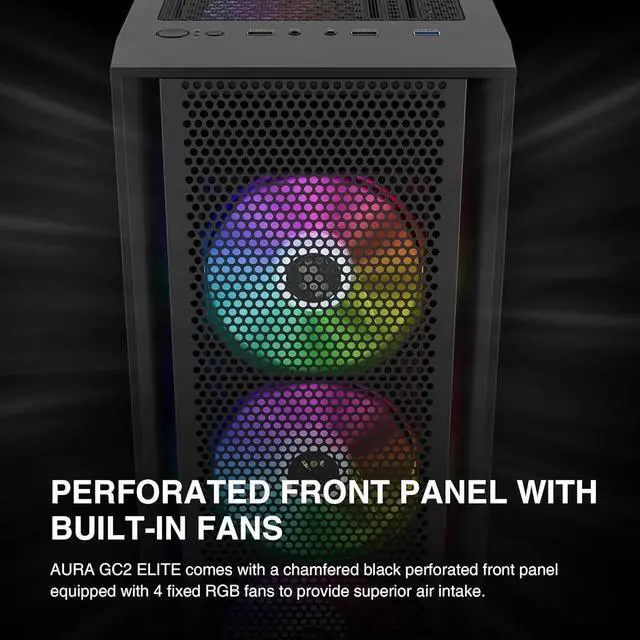 Alt view image 3 of 6 - Computer PC Case with Tempered Glass, 4X 120mm ARGB PWM Fans Gaming Case, Support Up to 6X 120mm Fans, 360mm AIO/Radiator