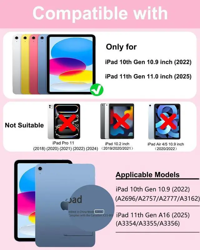 Alt view image 2 of 5 - Touchpad Keyboard Case for iPad (A16) 11th 10th Generation, 360 Rotation Cover with Pencil Holder Wireless Backlit Detachable Keypad