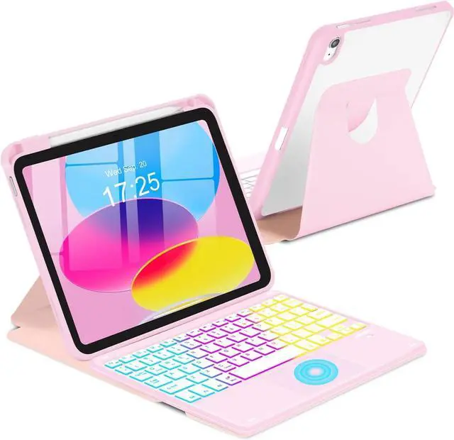 Main image of Touchpad Keyboard Case for iPad (A16) 11th 10th Generation, 360 Rotation Cover with Pencil Holder Wireless Backlit Detachable Keypad
