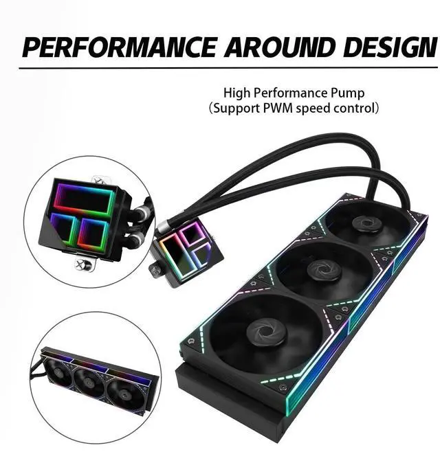 Alt view image 4 of 4 - Frozen Infinity 360 Black CPU Aio Cooler,TL-M12*3 PWM Fans,ARGB Infinity Mirror,360 CPU Liquid Cooling:LGA1851/1700/1150/1151/1200/2011