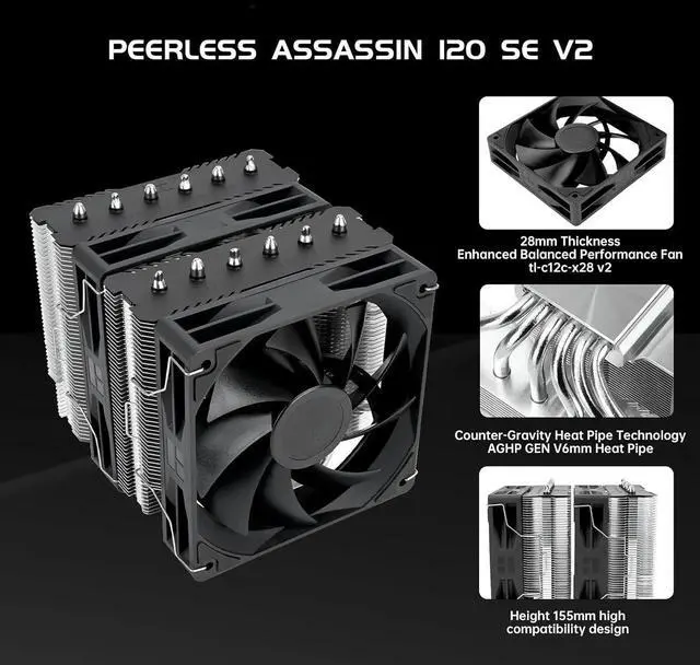 Alt view image 3 of 5 - 120 SE V2 CPU Air Cooler - 6 Heat Pipes AGHP GEN 5.0 Technology | 1850RPM PWM 120mm Fans, for Intel 1851/1700/115X/1200, AMD AM4/AM5