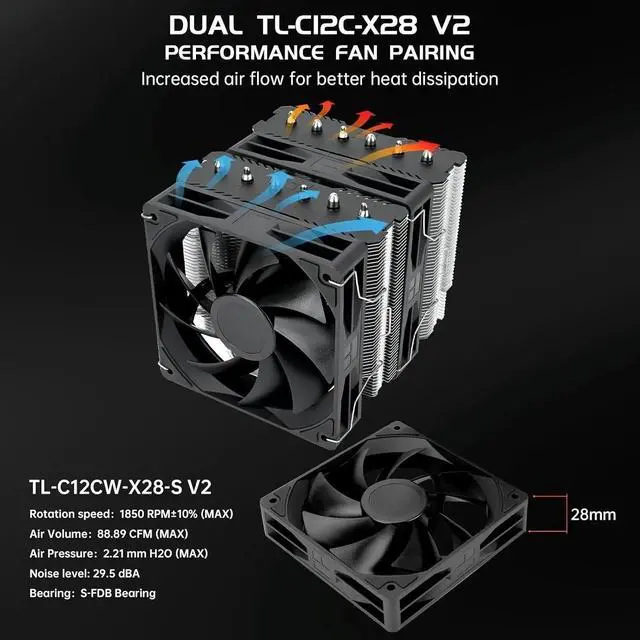 Alt view image 4 of 5 - 120 SE V2 CPU Air Cooler - 6 Heat Pipes AGHP GEN 5.0 Technology | 1850RPM PWM 120mm Fans, for Intel 1851/1700/115X/1200, AMD AM4/AM5