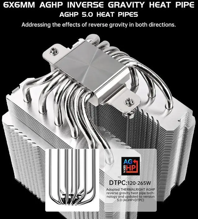 Alt view image 5 of 5 - 120 SE V2 CPU Air Cooler - 6 Heat Pipes AGHP GEN 5.0 Technology | 1850RPM PWM 120mm Fans, for Intel 1851/1700/115X/1200, AMD AM4/AM5