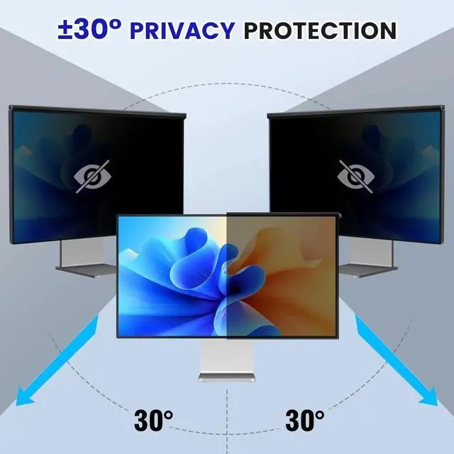 Alt view image 4 of 5 - Hanging 24 Inch Computer Privacy Screen Filter, Compatible with, 23.8 Inch 16:9 Widescreen, Protect Eyes from Glare and Blue Light