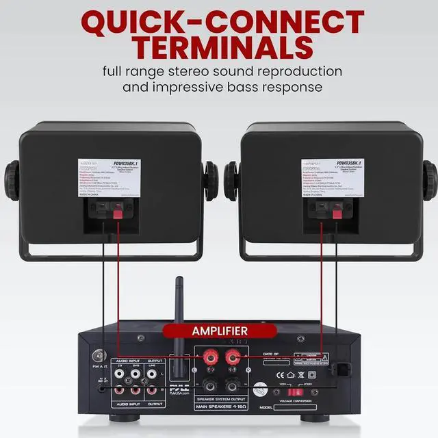 Alt view image 3 of 4 - FOR Indoor Outdoor Speakers Pair - 200 Watt Dual Waterproof 3.5 2-Way Full Range Speaker System (Black)