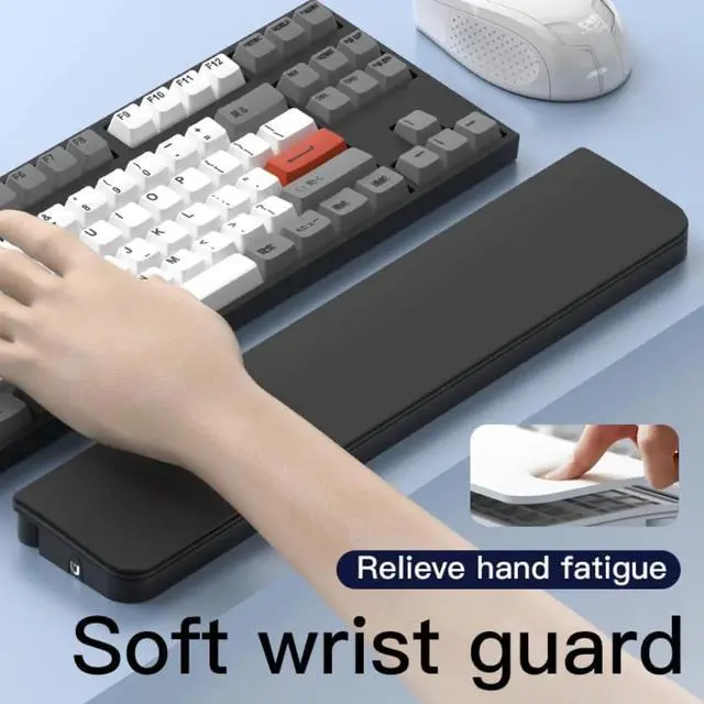 Alt view image 3 of 6 - Ergonomic Keyboard Wrist Rest with 22-in-1 Cleaning Kit, Non-Slip Base, Springy Sponge Support for Work and Gaming