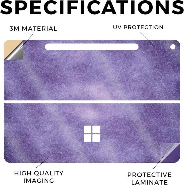 Alt view image 2 of 2 - Glossy Glitter Tablet Skin Compatible - Purple Airbrush - Premium 3M Vinyl Protective Wrap Decal Cover - Easy to Apply