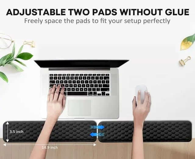 Alt view image 3 of 6 - Desk Elbow Pad for Desk 2 Pack, Soft Memory Foam Elbow Support Padding with Non-Slip Base,Black