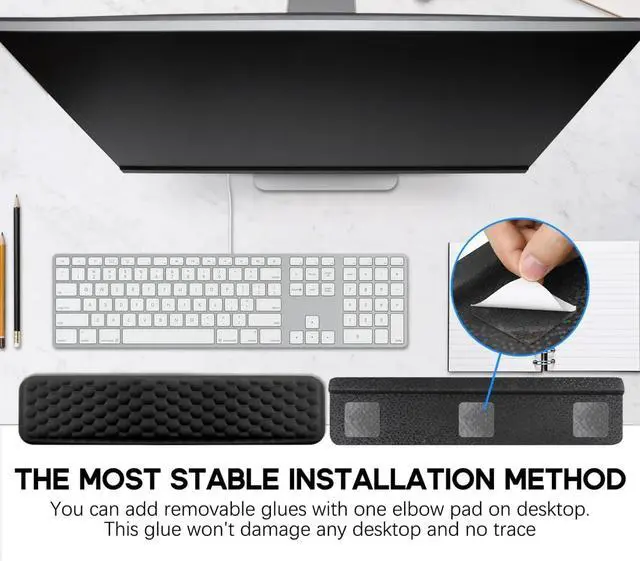 Alt view image 4 of 6 - Desk Elbow Pad for Desk 2 Pack, Soft Memory Foam Elbow Support Padding with Non-Slip Base,Black