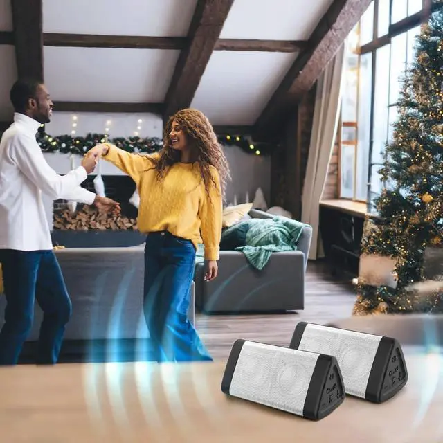 Alt view image 2 of 4 - Bluetooth Speaker, 2 Pack Portable Wireless , 10 Watts, Crystal Clear Stereo Sound, IPX5 Water Resistant (White-Dual)