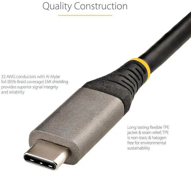 Alt view image 5 of 6 - 6ft (2m) USB C Cable 5Gbps - Durable USB-C Cable - USB 3.2 Gen 1 Type-C Cable - 100W (5A) Power Delivery Charging