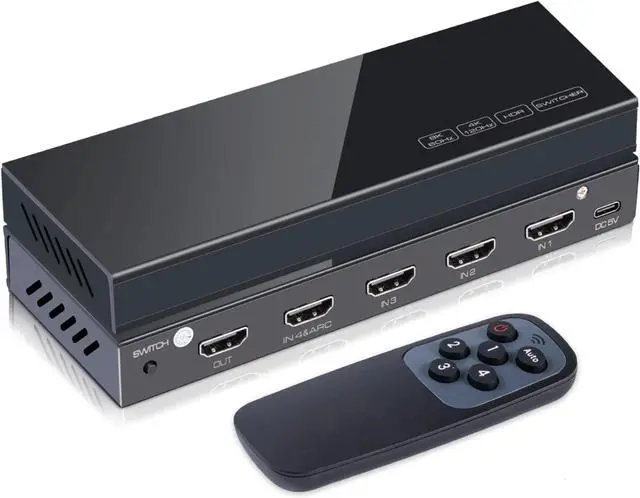 Main image of 4 in 1 Out 8K HDMI 2.1 Switch 4 Port 8K@60HZ 4K@120Hz HDMI Switcher Box with Remote Support 48Gbps