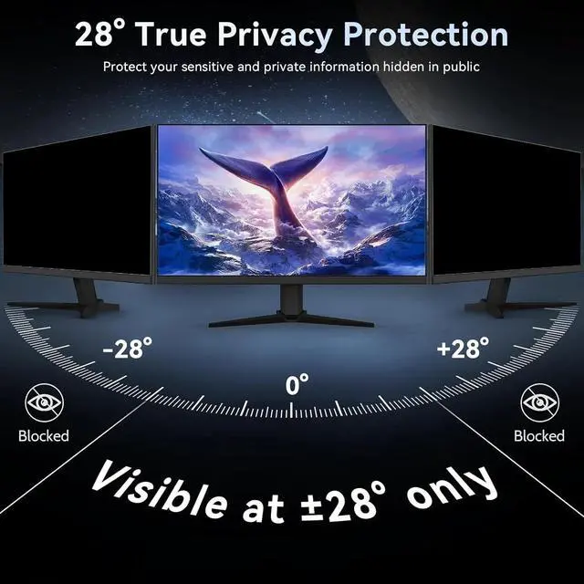 Alt view image 3 of 6 - Computer Privacy Screen 27 Inch for 16:9 Widescreen Monitor, Removable Eye Protection Anti Glare Blue Light Filter
