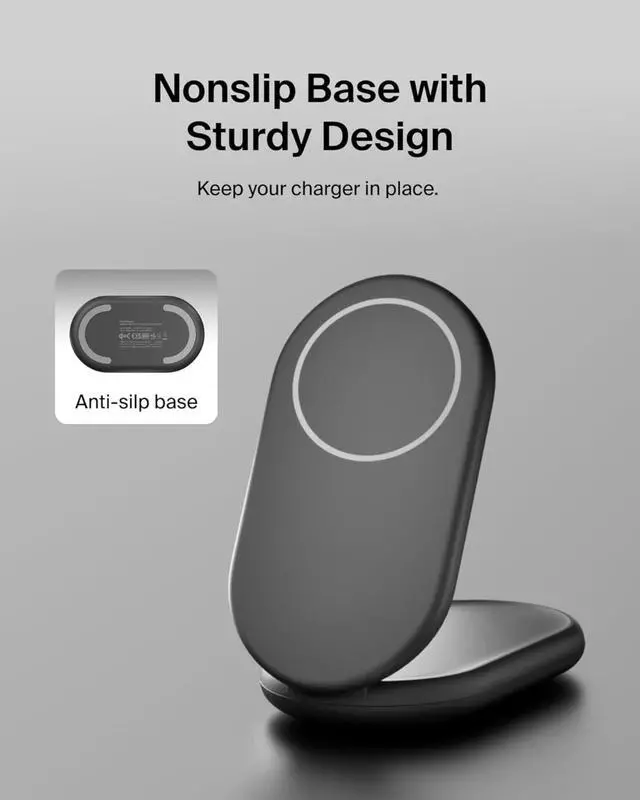 Alt view image 4 of 6 - Magnetic Foldable Wireless Charging Stand 15W -MagSafe-Compatible Qi2-Certified Charger, Wireless Charging Stand - Black