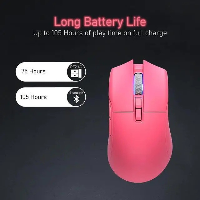 Alt view image 6 of 6 - M31R Wireless Gaming Mouse, Triple Mode 2.4G/ Bluetooth/USB-C Detachable Cable Gaming Mouse,GM8.0 Mouse Switches - Pink
