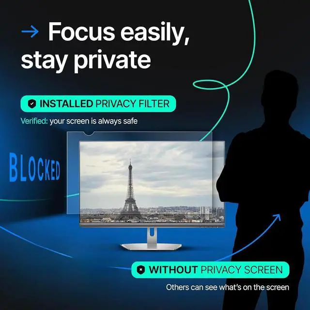 Alt view image 2 of 6 - [2 Pack] 24 Inch 16:9 Privacy Screen for Computer Monitor and Laptop - Anti Glare Protector Film Blue Light Filter Eye Protection - Computer Screen Privacy Shield