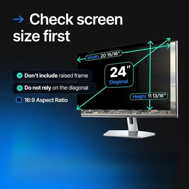 Alt view image 4 of 6 - [2 Pack] 24 Inch 16:9 Privacy Screen for Computer Monitor and Laptop - Anti Glare Protector Film Blue Light Filter Eye Protection - Computer Screen Privacy Shield