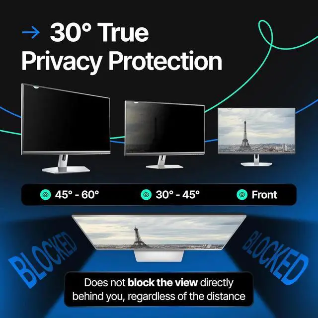 Alt view image 3 of 6 - [2 Pack] 24 Inch 16:9 Privacy Screen for Computer Monitor and Laptop - Anti Glare Protector Film Blue Light Filter Eye Protection - Computer Screen Privacy Shield