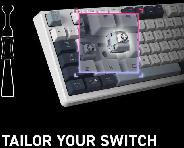 Alt view image 3 of 6 - Mechanical Linear SWITCHES - Dye-Sublimated PBT Keycaps, Anti-Slip Base, USB 2.0, Bluetooth, 2.4 GHz