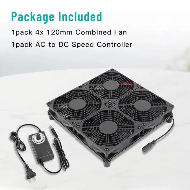 Alt view image 6 of 6 - Router Laptop Cooling pad 4X 120mm Computer Fan with AC Plug Variable Speed Fan