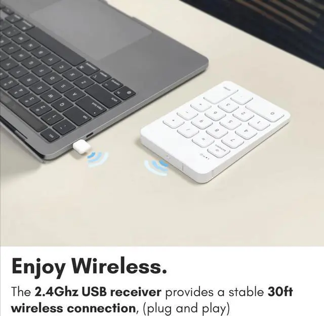 Alt view image 3 of 6 - Wireless Number Pad | Wireless 10 Key for Laptop PC Computer Notebook Surface
