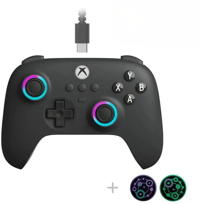 Main image of Ultimate C Hall Effect Joysticks/Hall Trigger Wired Controller with RGB Lighting Fire Ring, 3.5mm Audio Jack (Dark Gray)
