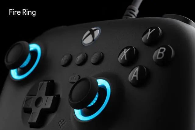 Alt view image 6 of 6 - Ultimate C Hall Effect Joysticks/Hall Trigger Wired Controller with RGB Lighting Fire Ring, 3.5mm Audio Jack (Dark Gray)