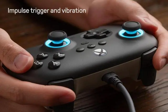Alt view image 5 of 6 - Ultimate C Hall Effect Joysticks/Hall Trigger Wired Controller with RGB Lighting Fire Ring, 3.5mm Audio Jack (Dark Gray)